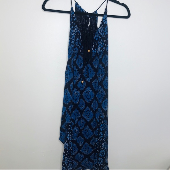 Free People Dresses & Skirts - Free People Blue Printed Sleeveless KeyHole Dress